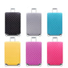 A set of colorful and black heavy duty luggage protection covers in various shades including gray, teal, yellow, and pink.