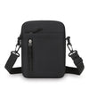 Black lightweight nylon crossbody shoulder bag with adjustable straps