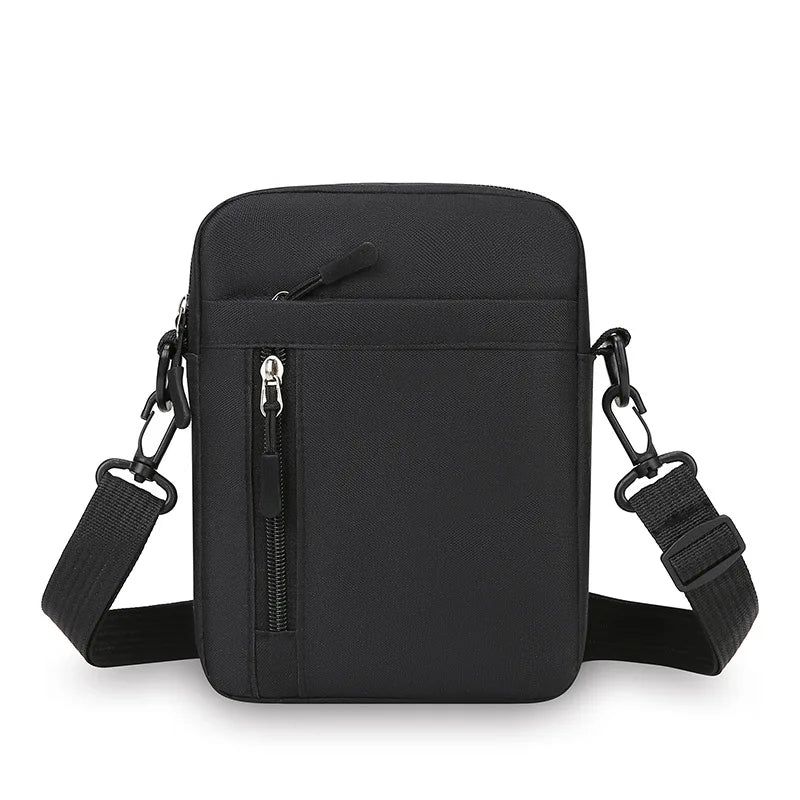 Black lightweight nylon crossbody shoulder bag with adjustable straps