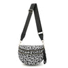 Schwarze Lederriemen-Crossbody-Tasche mit Leopardenmuster