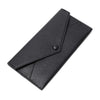 Schwarzes minimalistisches PU-Leder-Geldbörsen-Design, diagonal dargestellt.
