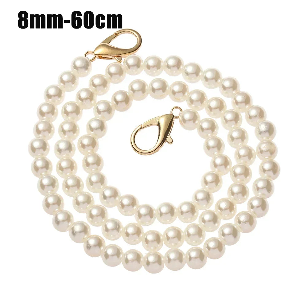 Gold-toned pearl strap with a clasp for handbags and purses