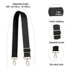 Black cotton webbing strap with an adjustable buckle and zinc alloy hook for a crossbody bag.