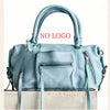 Light blue retro motorcycle PU leather crossbody shoulder bag with a handle