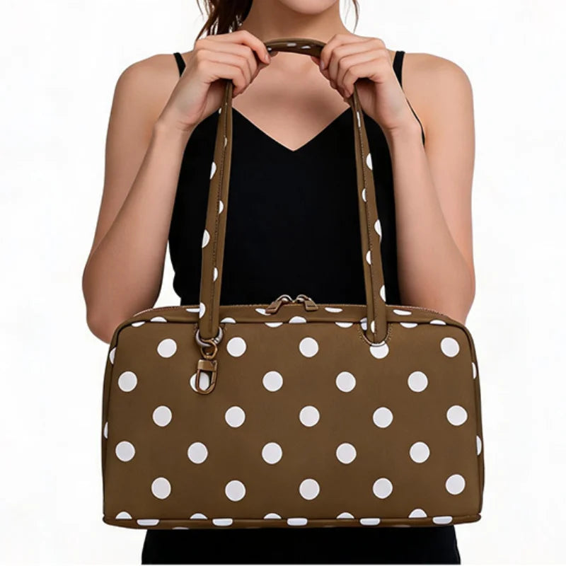 Leopard Print Nylon Shoulder Tote Bag