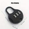 Black compact 3-digit combination travel lock with a handle and numbered dials for size display