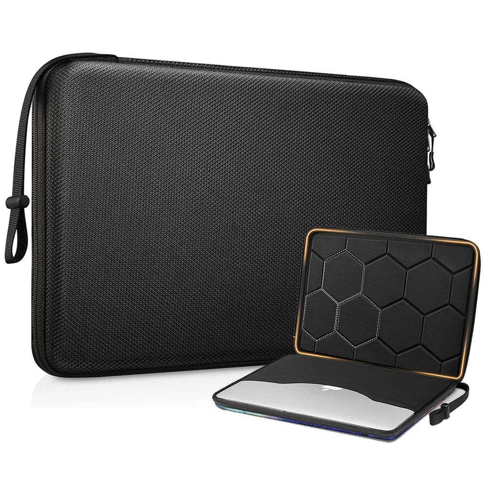 Black durable laptop sleeve with a protective sleeve for a 13-15.6 inch computer.