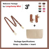Makeover package for a Longchamp Mini featuring a leather strap, two buckles, and an insert.