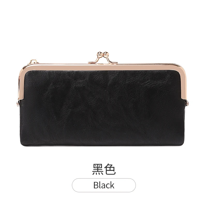 Schwarze multifunktionale Vintage-Clutch-Geldbörse mit goldenen Verzierungen