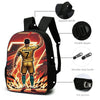 A black backpack featuring a football player design, complete with an exquisite handle, durable zippers, shoulder strap buckl