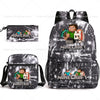 A black Minecraft themed backpack and pouch set featuring pixel art characters.