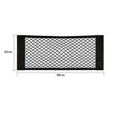 Black mesh net bag for car trunk storage organizer with dimensions 25cm by 80cm