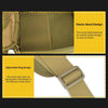 Close-up view of a tan tactical concealed carry waist pack showing elastic band and adjustable ring designs.