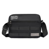 Black durable nylon shoulder bag with multiple compartments and a strap.