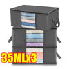 Three stacked gray foldable storage bags with visible fabric layers.