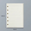 A white lined notebook with a cover and 128mm height and 86mm width