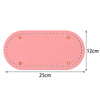 Pink oval PU leather bag base with pre-punched holes for crochet and knitting projects