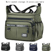 A multi-pocket storage bag in olive green available in four colors, shown from the front.