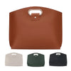 A brown leather laptop briefcase shown with three color options: beige, dark green, and black.