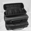 A black premium leather watch organizer travel case shown stacked on a white surface.