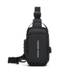 A black durable men's oxford sling bag with a strap, shown from the back.