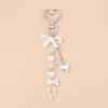 Silver pearl bow heart keychain for bags and keys