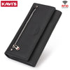 Black genuine leather women's wallet with a zipper and RFID blocking protection