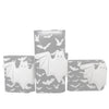 A set of three white faux leather bat print bi-fold wallets with zipper pockets.