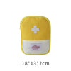 A yellow pouch-style storage bag for a first aid kit with a white cross symbol on the front.