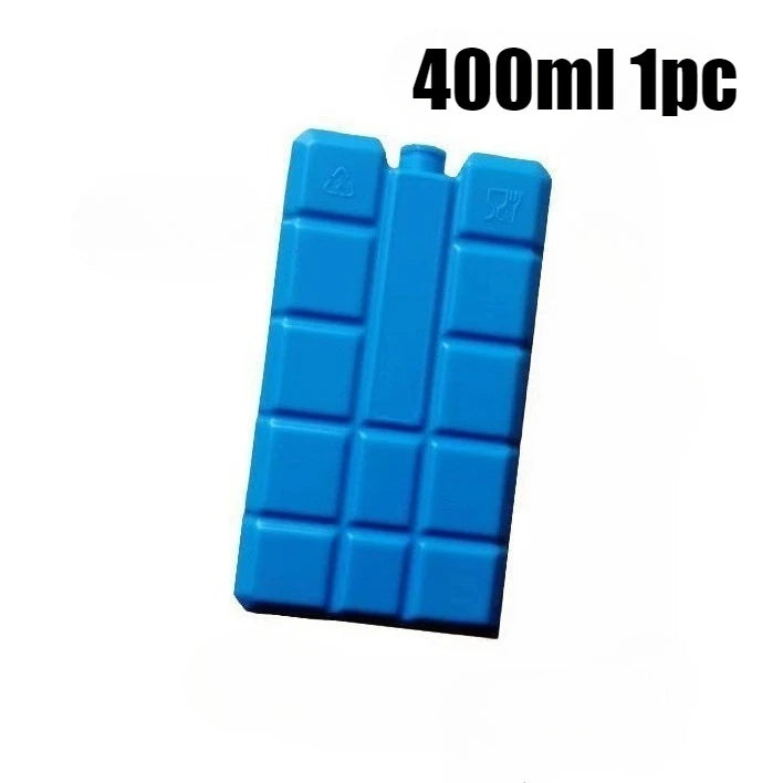 Bloc de glace en gel réutilisable bleu, taille 400 ml, emballé en une seule pièce.