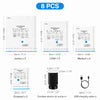 Set of 8 vacuum compression bags and related accessories including a cordless electric air pump and USB charging cable
