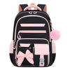 A pink and black cartoon school bag set for girls with a backpack and accessories.