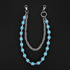 Silver chain necklace with light blue dice beads and jump rings