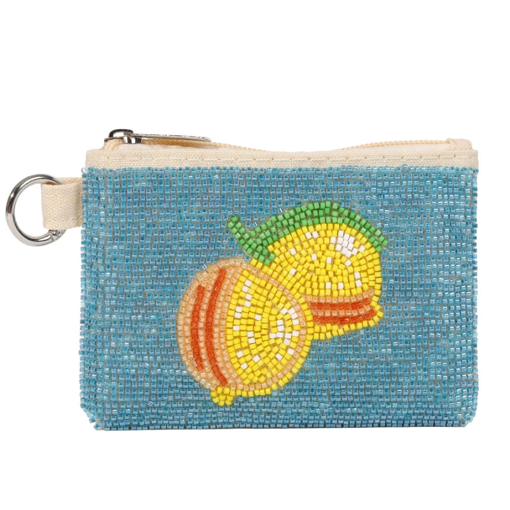 Boho Beaded Coin Purse with Coconut Tree Design