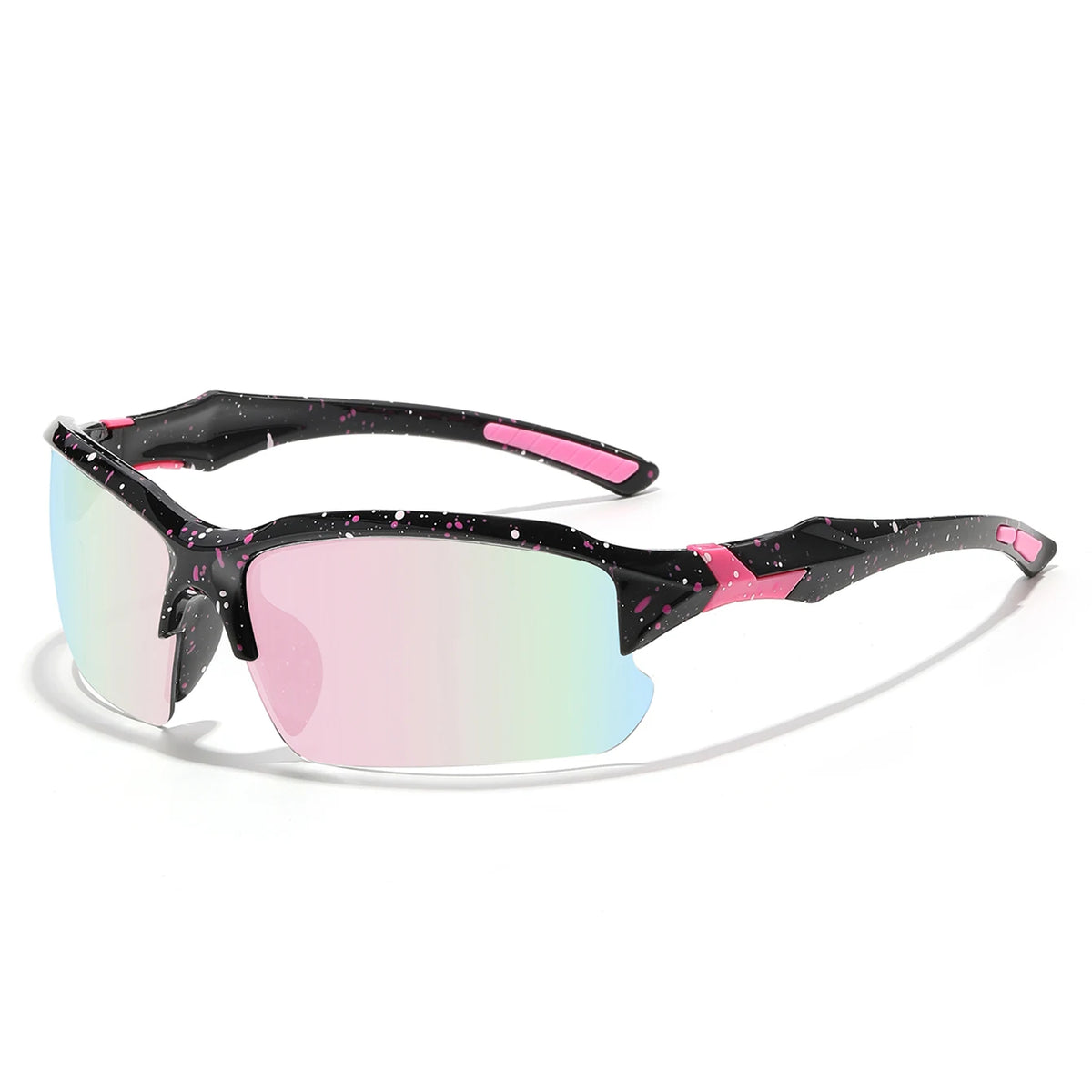 Gafas deportivas polarizadas rosa y negro con lente translúcido