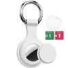 White MagSafe card wallet with a built-in AirTag pocket for iPhone