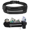 Black waterproof running waist pack with a zippered phone pocket and strap.