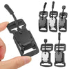 Black magnetic quick release buckle for belts and bags shown with multiple variations.