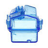 A clear blue waterproof receiver protection box designed for RC cars.
