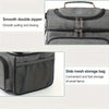 A gray insulated double-layer lunch bag with a smooth zipper and a side mesh storage section.