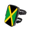 A black adjustable PU waist pouch featuring a yellow and green cross design.