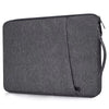 A dark gray laptop sleeve designed to protect an Apple or PC, shown flat.