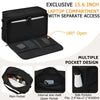 Black insulated laptop compartment bag with separate access and multiple pocket design