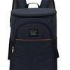 Navy insulated thermal cooler backpack with black straps and an orange accent stripe.