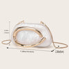 Elegant gold-tone evening clutch bag with a translucent white marble finish and gold hardware