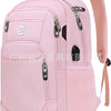 Pinker strap mit schwarzen Reißverschlüssen, langlebiger Laptop-Rucksack in Pink.