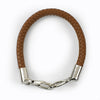A brown PU leather replacement bag strap with silver metal buckles.