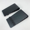 Black carbon fiber money clip with RFID protection shown from above