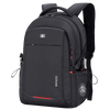 Sac à dos d'ordinateur portable noir suisse anti-vol, vu de l'arrière.