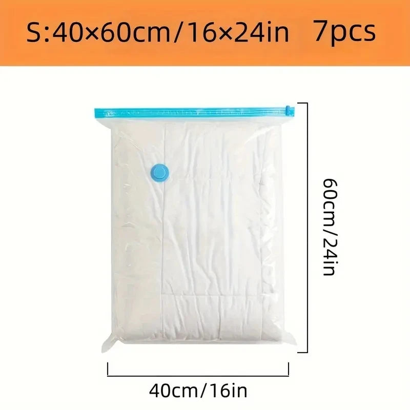 White reusable vacuum compression storage bag measuring 40x60cm or 16x24in